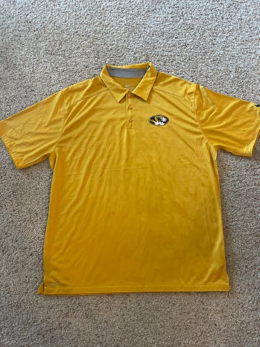 Gold Used MIZZOU Polo XL Nike Dri-Fit Shirt