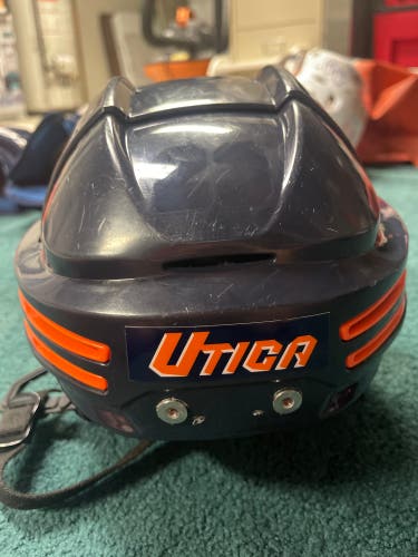 Used Orange and Navy Blue Medium Bauer Helmet