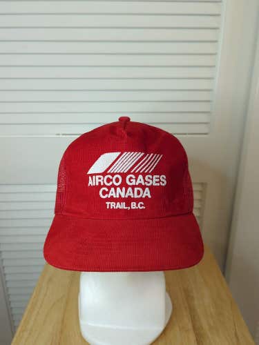 Vintage Airco Gases Canada Corduroy Mesh Trucker Snapback Hat Young An