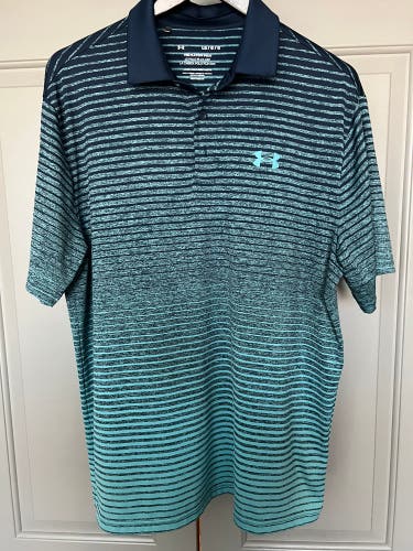Multicolor Navy/Green Men’s Used Large Under Armour Golf Polo