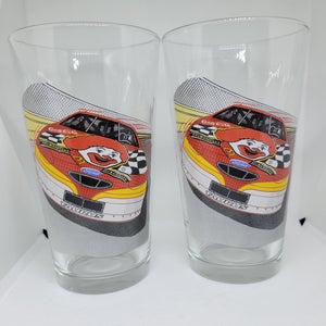 Pair Of McDonalds Bill Elliott NASCAR 50th Anniversary Collectible Glasses
