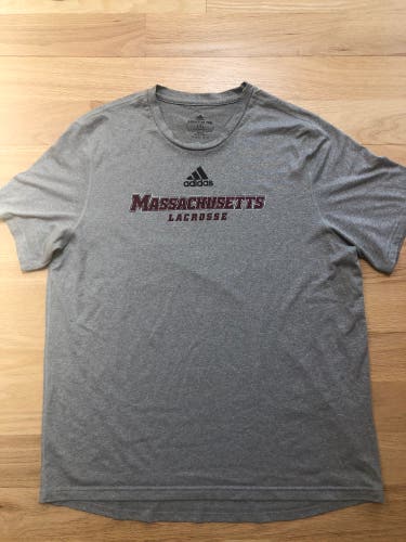 UMass Lacrosse Gray Used Large Adidas Shirt