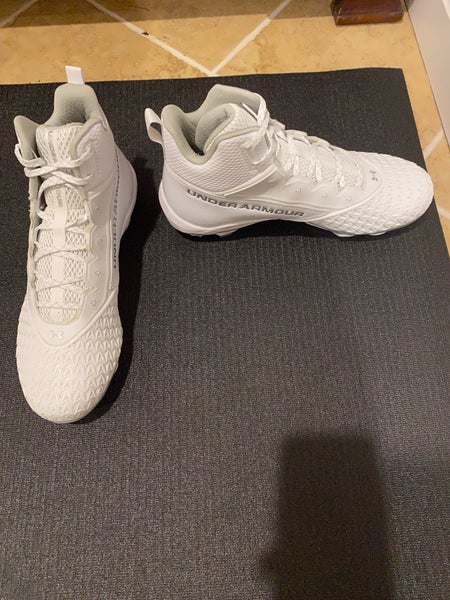 White Adult New Size 11.5 (Women's 12.5) Molded Cleats Under Armour High Top