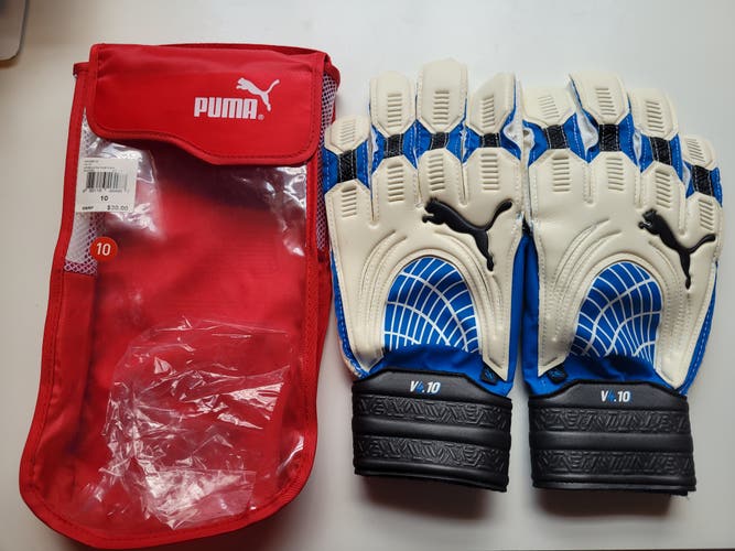 New Puma Goalie Gloves V4.10 Size 10 Soccer Goalkeeper In Original Bag Adult Large L
