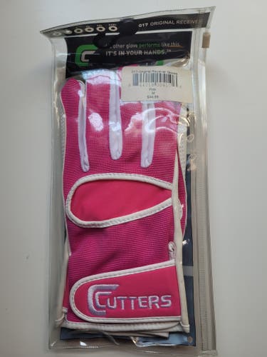 Cutters Football Gloves Pink NEW Adult Medium 017 Receiver In Package