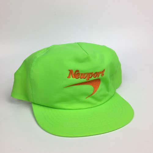 Vintage 90s Newport Pleasure Nylon Promo Snapback Hat Cap Neon Green