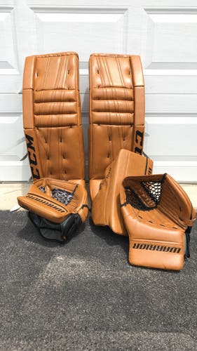 CCM eflex 2 leg pads 33+2, warrior rg5+ glove and blocker and rg5 glove