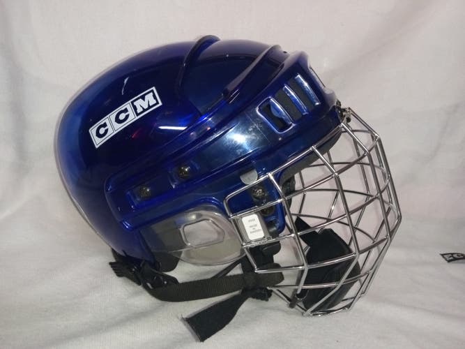 CCM HT2 X-Ray Hockey Helmet CLEAR Blue Chrome Cage Size medium
