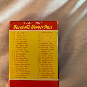 1987 fleer baseball hottest stars Set