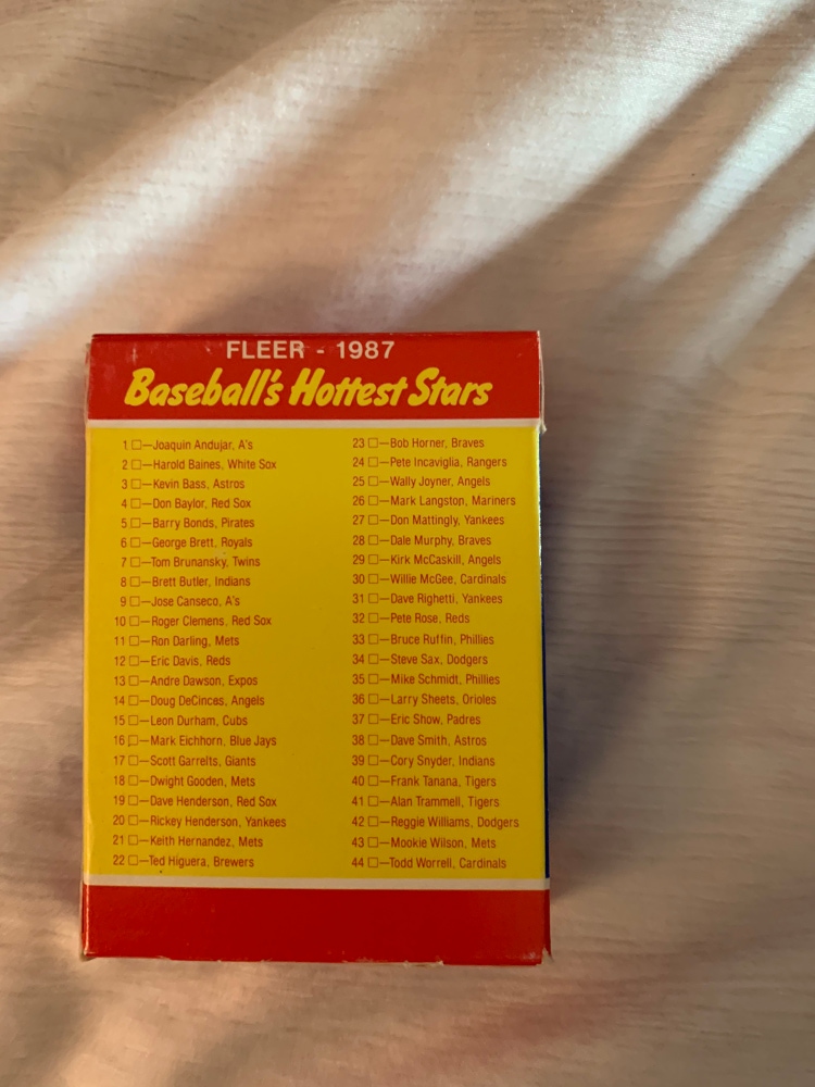 1987 fleer baseball hottest stars Set