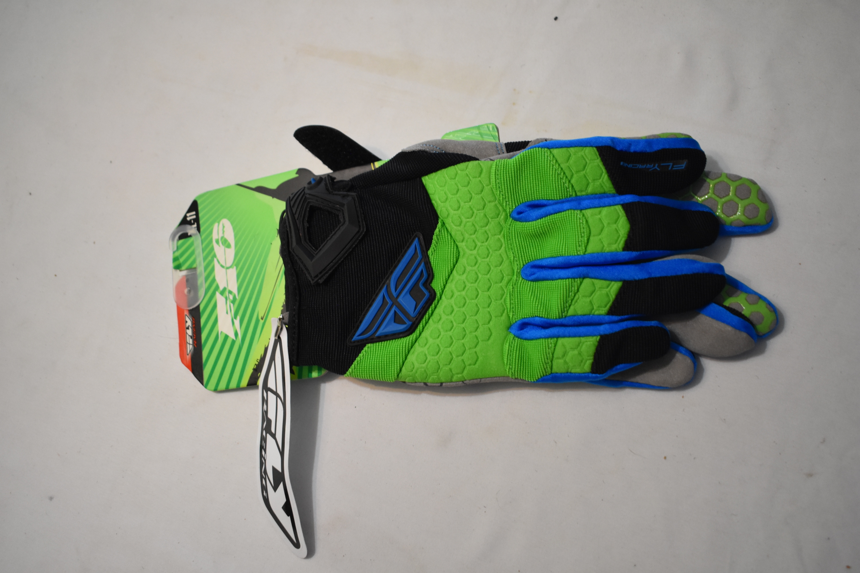 NEW - Fly Racing F16 Motocross Gloves, Green/Blue/Black, XL-11