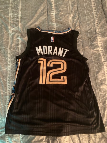 NBA Grizzlies 12 Ja Morant Black Gold Nike Men Jersey