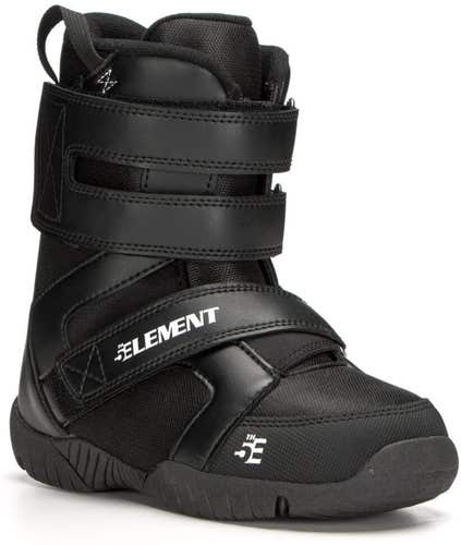 NEW $100 Kids 5th Element ST Mini Hook and Loop Snowboard Boots Black SZ 13-6