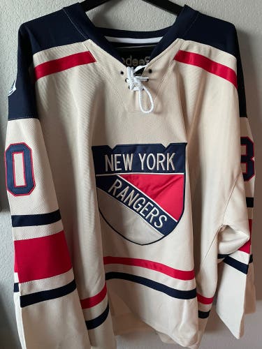 New York Rangers 2012 Winter Classic goalie cut Lundqvist jersey Winter classic