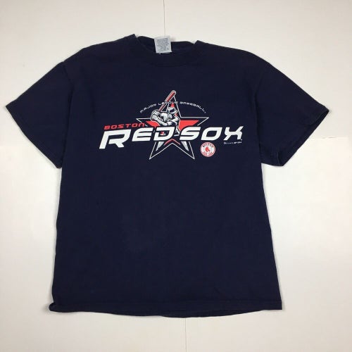 Vintage Y2K 2004 Boston Red Sox Cartoon Graphic T-Shirt Blue Dynasty Sz Medium
