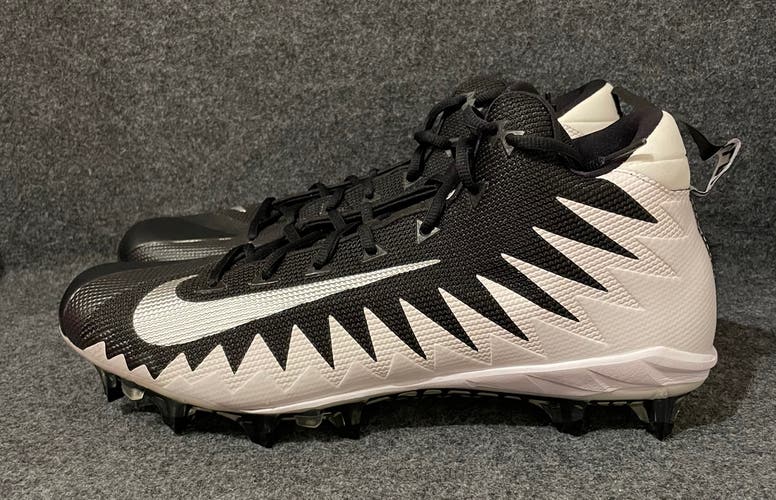 Men’s Nike Alpha Menace Pro Mid Football Cleats Black White 871451-103  Size 15