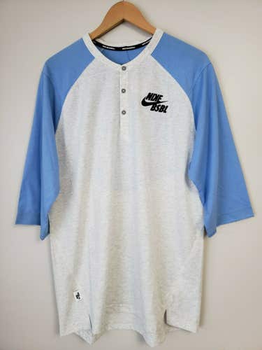 NWT men's large nike Dri-FIT Flux 3/4-Sleeve henley Baseball Top CT1977-051