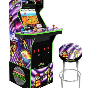 New Arcade 1UP TURTLES IN TIME ARCADE W/STOOL AND RISER