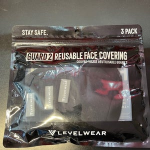Black New Levelwear Guard 2 Reusable Face Covering 3 pack Adult sizing