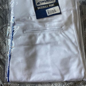 Champro Baseball pants - YL white w/ royal piping