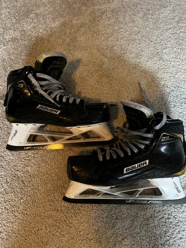Used Bauer Supreme 2S PRO Hockey Goalie Skates Regular Width SR Size 9 w/ 2 sets of 5G Carbon Steel