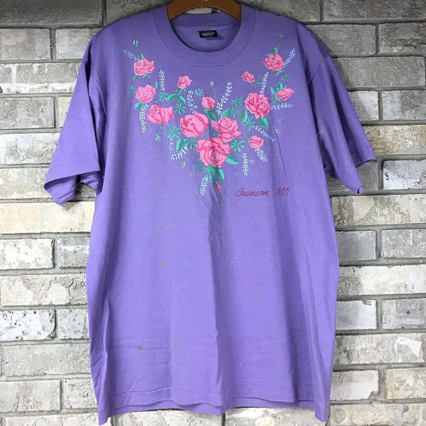 Vintage 80s 90s Size XL Graphic T Shirt Branson MO Tourist Floral Flowers  Vtg