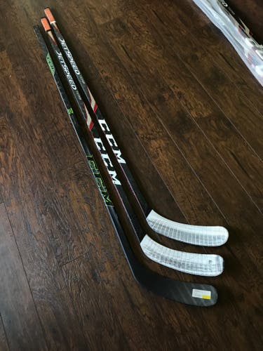 3 pack - LH Used CCM Jetspeed and New CCM Ribcor Reckoner Hockey Sticks