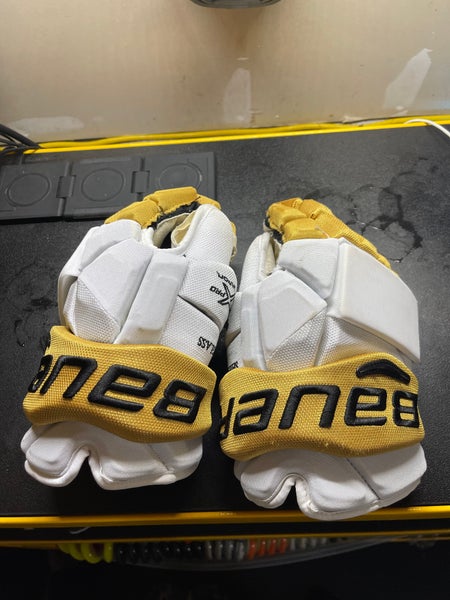 Gold/White Bauer Vapor 1x Pro Vegas Gloves 14"