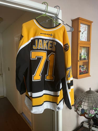 Black Used Size 58 Koho CCM Boston Bruins Jersey #71 JAKES