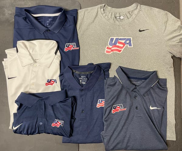 USA Hockey Nike Shirts and Golf Polos Lot ***