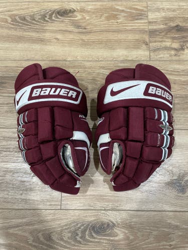Nike Bauer NBH Pro Hockey Gloves Maroon 15”