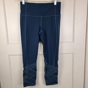ATHLETA Abyss Mantra Capri Yoga Teal Mesh Bottom Crop Lightweight Size: S