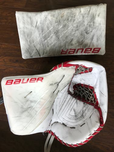 Pro Stock Bauer Hyperlite skinned 2X Pro Goalie Glove and Blocker