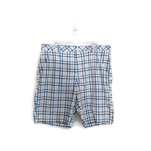 Izod Men Flat Front Plaid Bermuda Golf Shorts Sz 38