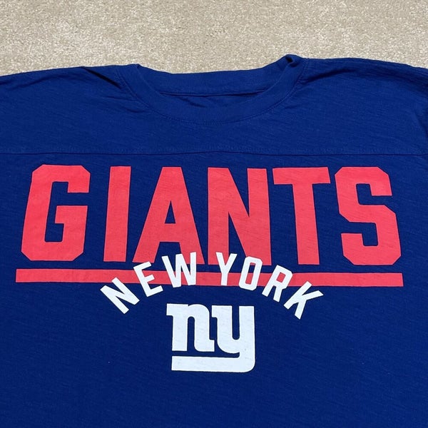 New York Giants T Shirt Men Large Adult Blue Long Sleeve NFL Football USA  Retro