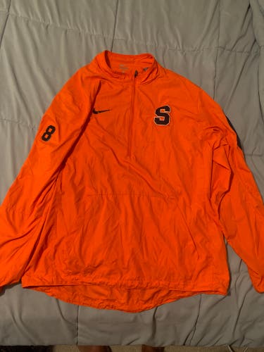 Syracuse Lacrosse Team Issued Orange Used Large Nike Jacket #8