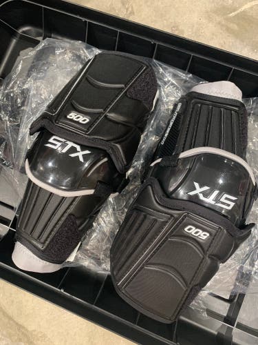 STX Surgeon 500 Elbow Pads Senior Lacrosse Arm Guards Black - Brand New