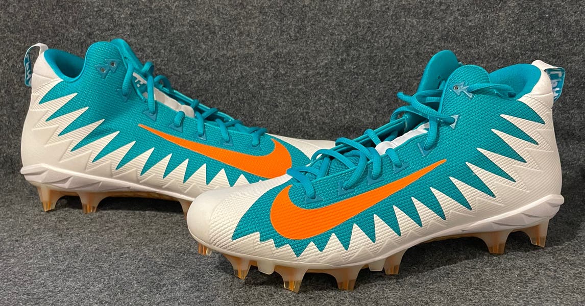 Men's Nike Alpha Menace Pro Mid Football Cleats Miami Dolphins
