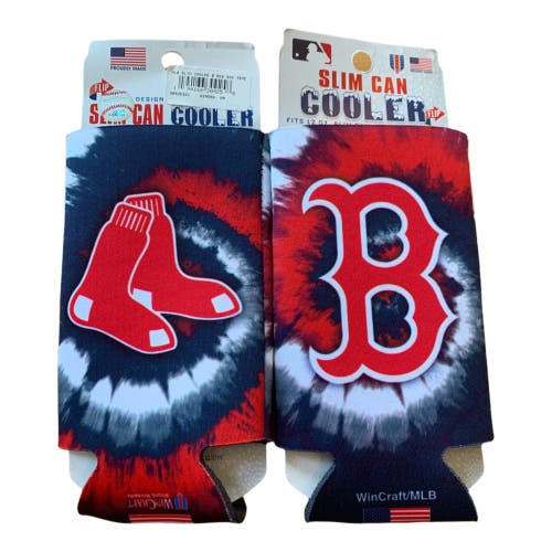 Boston Red Sox Tie Dye MLB Slim Can Cooler Two Sided Design