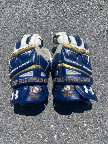 Navy Lacrosse Gloves “Don’t Give Up The Ship”