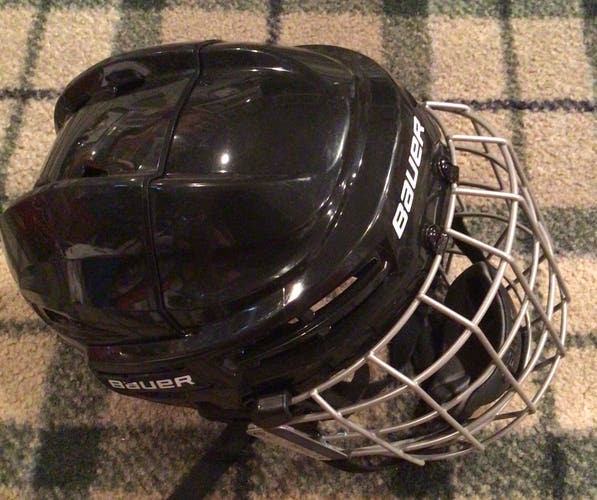 Used Large Bauer IMS 5.0 Helmet Black Great Shape!