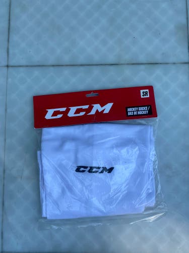 NEW White CCM Hockey Socks 30” Senior