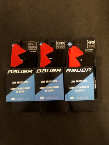 Adult Men's New XS Bauer Low Skate Socks 3 Pack