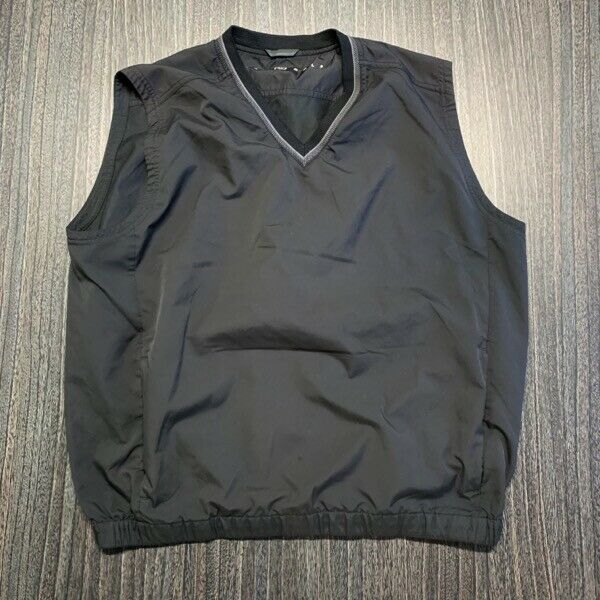 Nike Golf Vest Men Large Adult Black Nylon Lightweight Swoosh Logo Basic Casual