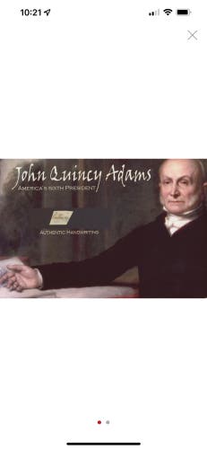 John Quincy Adams Hand Written Word Cut