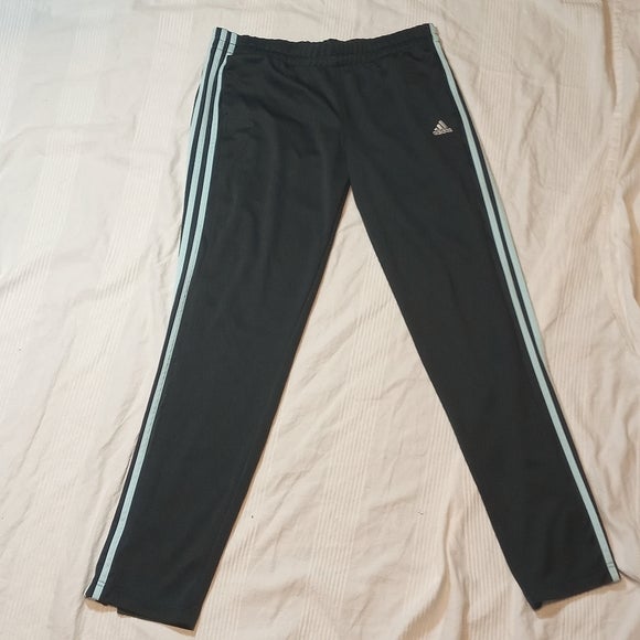 ADIDAS CLIMALITE POLYESTER TRACK WOMENS L GRAY WARM-UP PANT GYM FITNESS | SidelineSwap