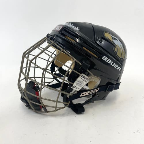 Used Black Robbert Morris Bauer 4500 Helmet with Cage | Medium | #N3