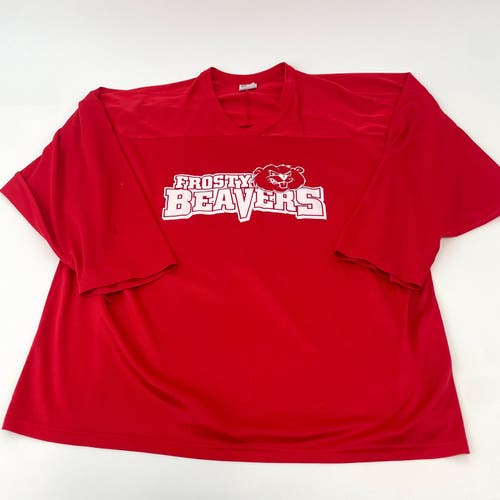 Used Red Frosty Beavers Hockey Practice Jersey | Adult Large