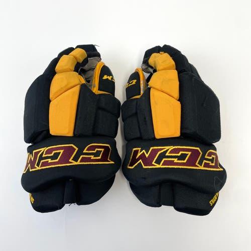 Used ASU NCAA - Black, Gold, and Maroon CCM HGTKPP Gloves | 13"