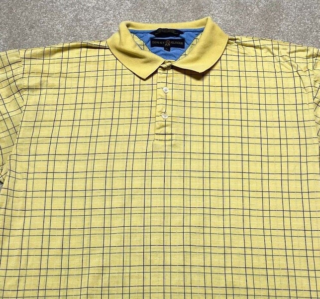 luisteraar Inspiratie pols Tommy Hilfiger Polo Shirt Men XL Adult Yellow Collared Casual Golf Check  Vintage | SidelineSwap
